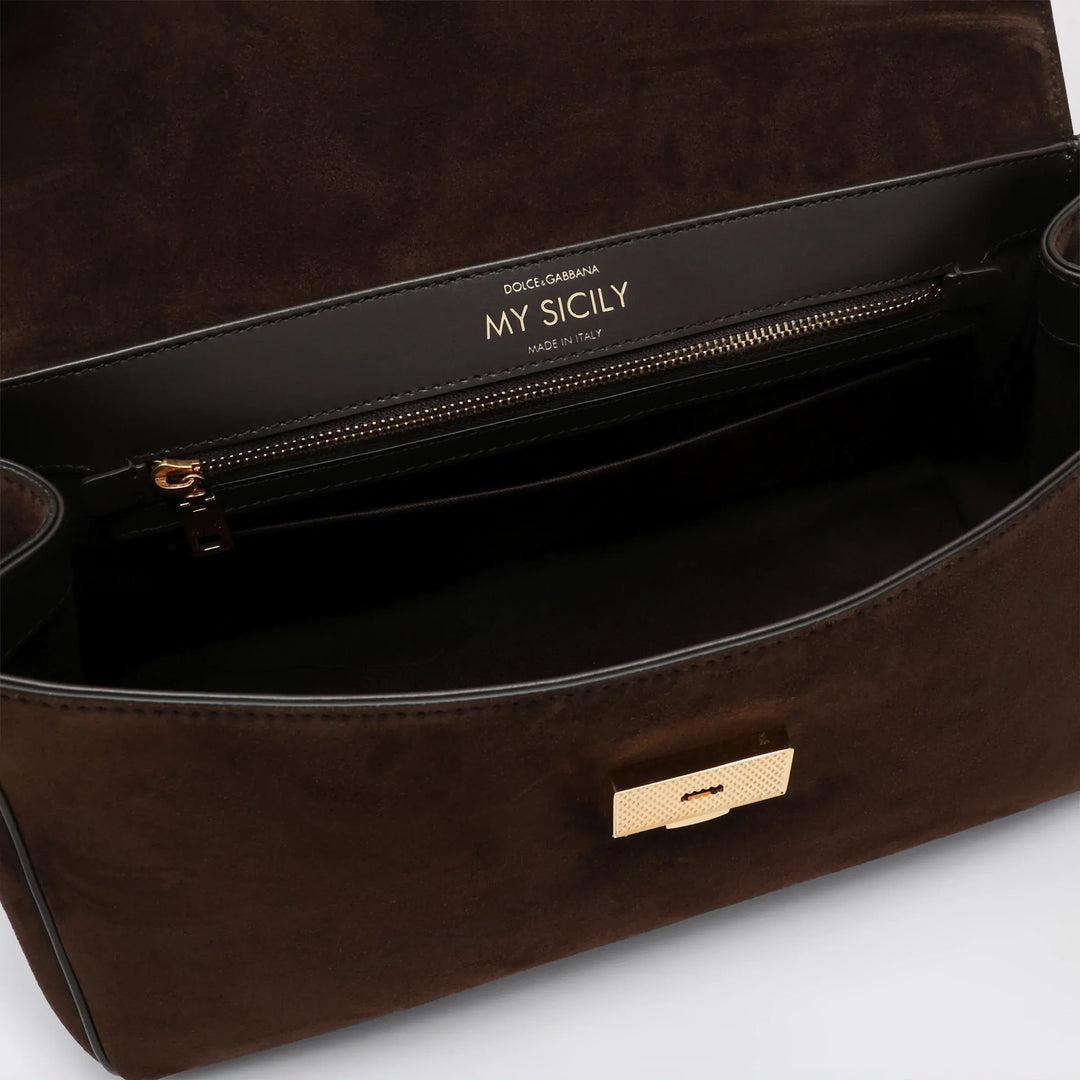 Dolce&amp;Gabbana - Brown suede leather bag My Sicily Brand Apparel &amp; Accessories U