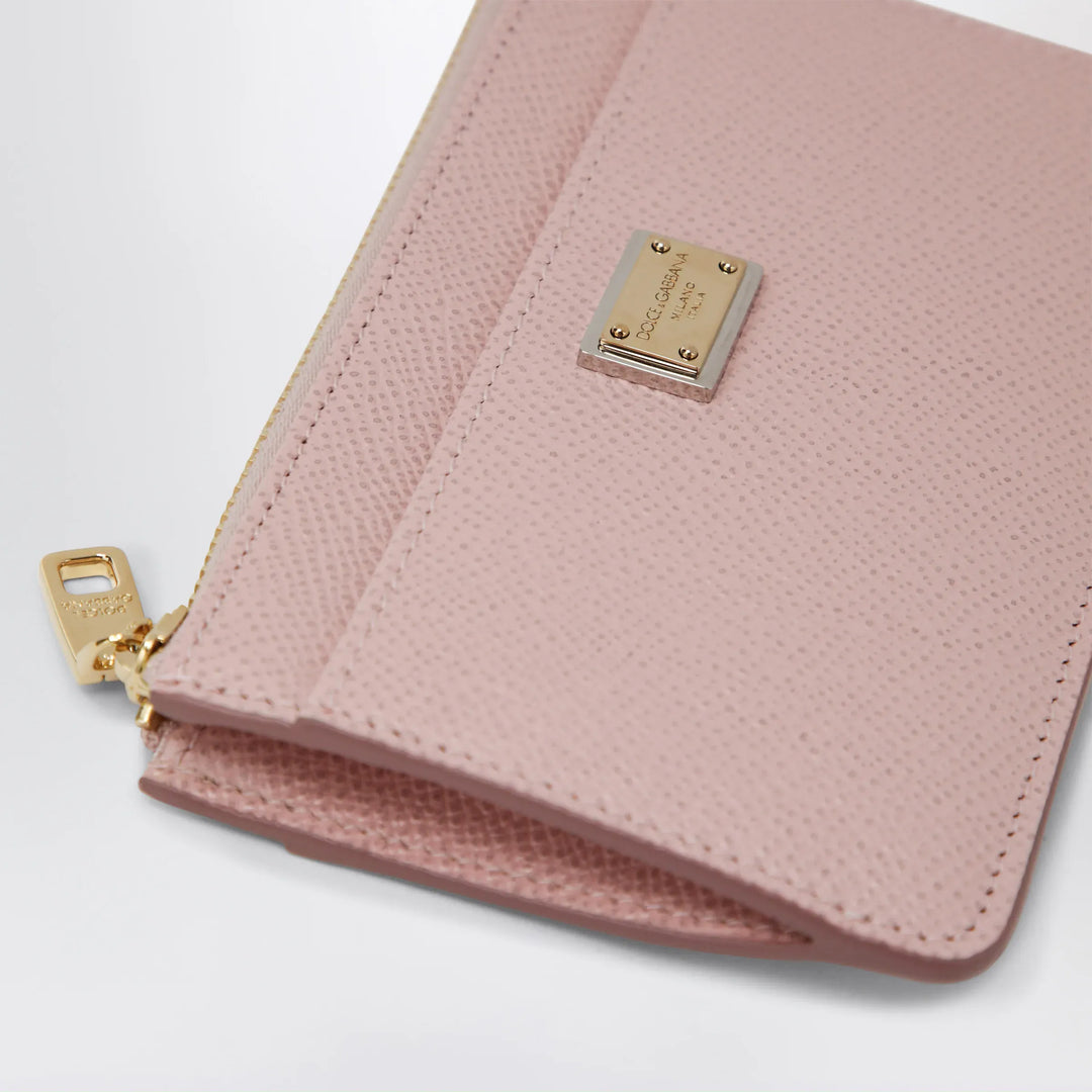 Dolce&amp;Gabbana - Dauphine calfskin card holder in nude pink Brand Apparel &amp; Accessories TU