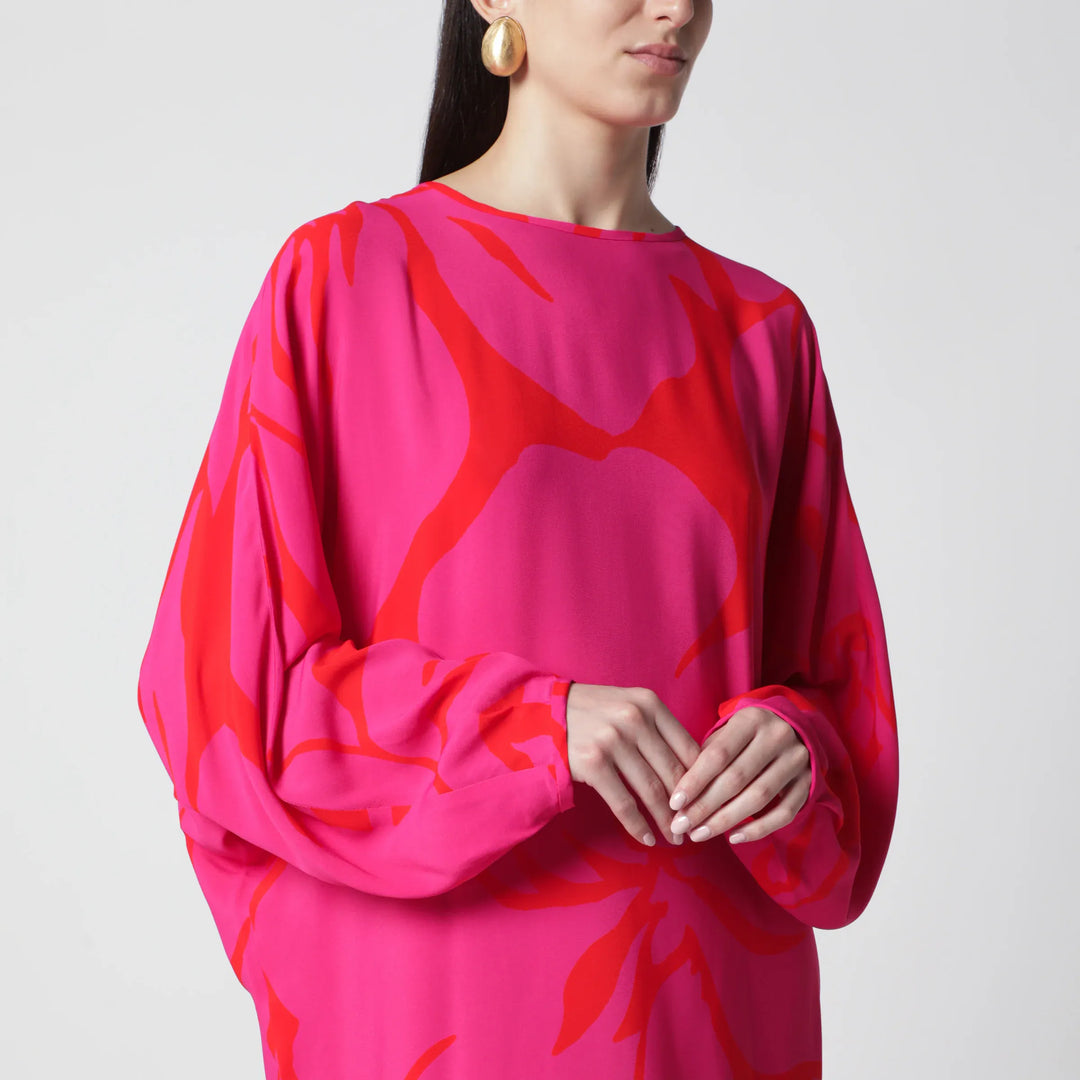 Dries Van Noten - Dress with Fuchsia Print in Viscose Brand Apparel &amp; Accessories