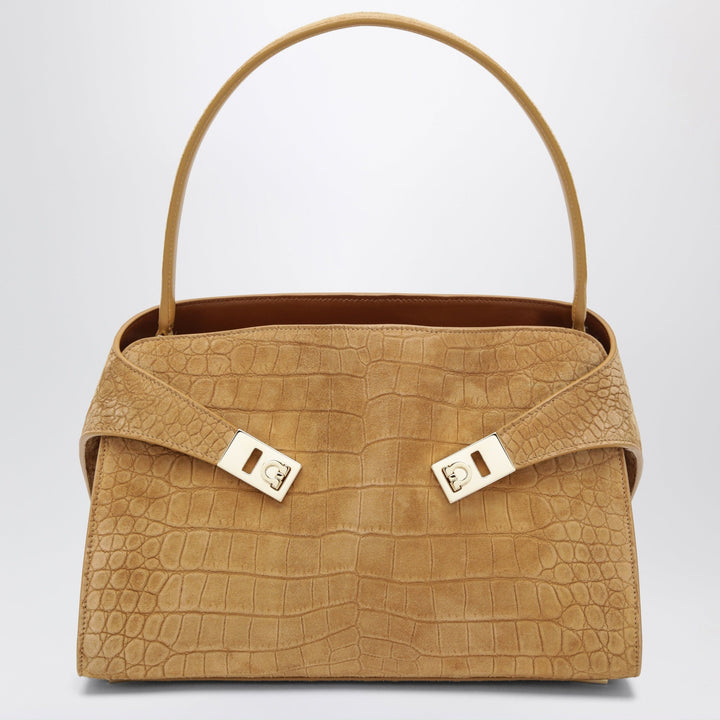 Apparel &amp; Accessories TU Ferragamo - Hug Soft M shoulder bag in Natural crocodile-effect Brand
