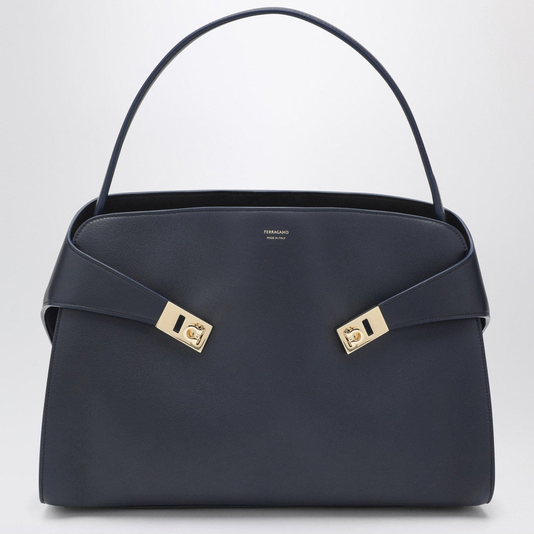 Apparel & Accessories TU Ferragamo - Navy and brown leather Hug Soft L handbag Brand