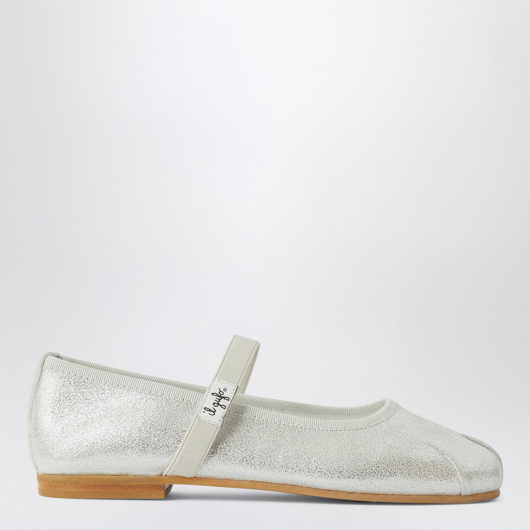 Apparel &amp; Accessories 36 Il Gufo - Silver ballet flats with elastic strap Brand