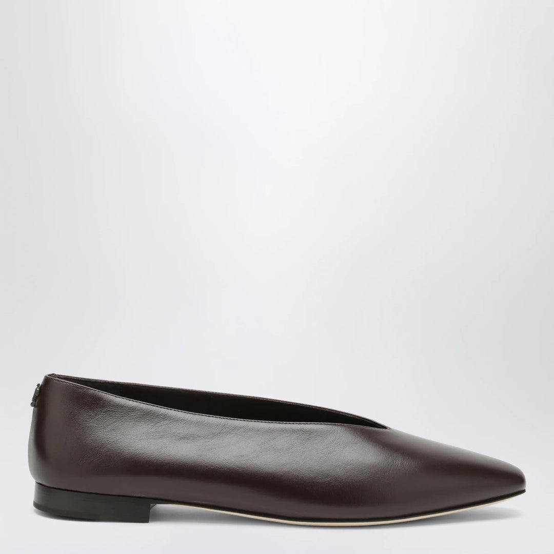 Jimmy Choo - Chocolate Leather Margot Ballet Flats Brand Apparel &amp; Accessories 36 IT