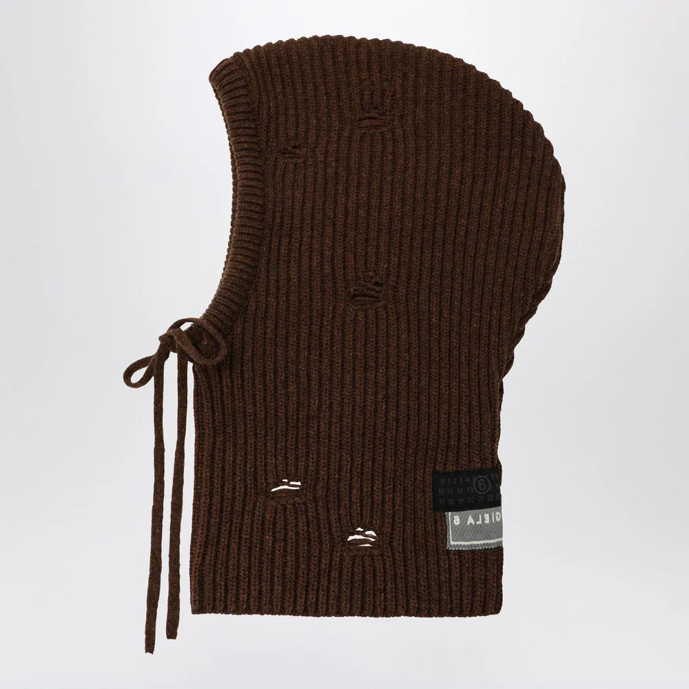 MM6 Maison Margiela - Brown wool-blend hood Brand Apparel & Accessories M