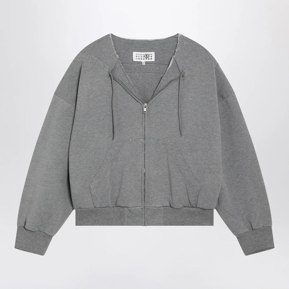 MM6 Maison Margiela - Felpa con zip e coulisse in cotone grigia Brand Apparel & Accessories M