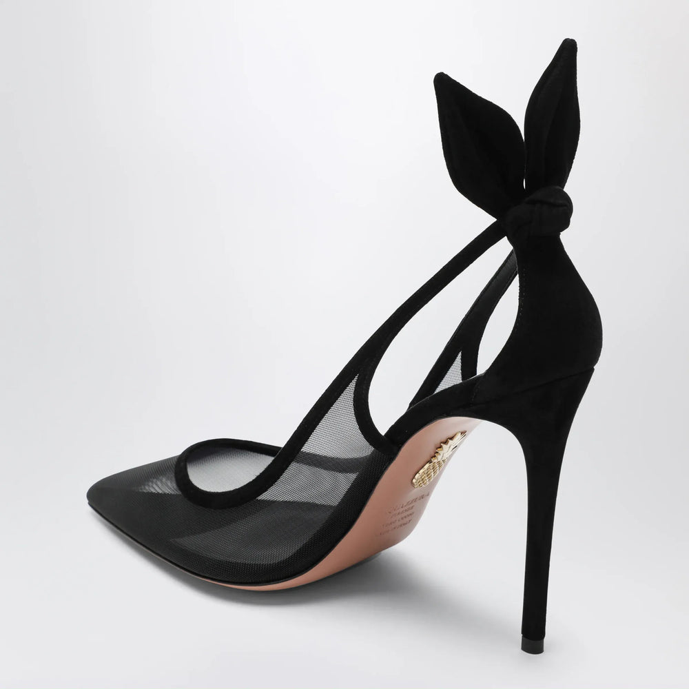 Aquazzura - Black Bow Tie pumps in mesh and suede Brand Apparel & Accessories > Shoes
