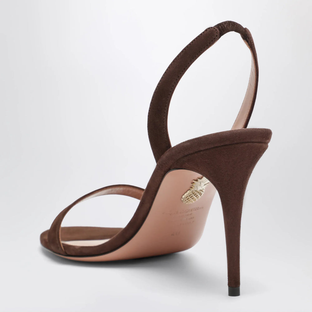 Aquazzura - So Nude mid-heel sandals in Espresso Brand Apparel & Accessories > Shoes