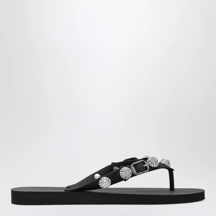 Balenciaga - Cagole crystal-studded rubber thong sandals, black Brand Apparel &amp; Accessories > Shoes 38 IT