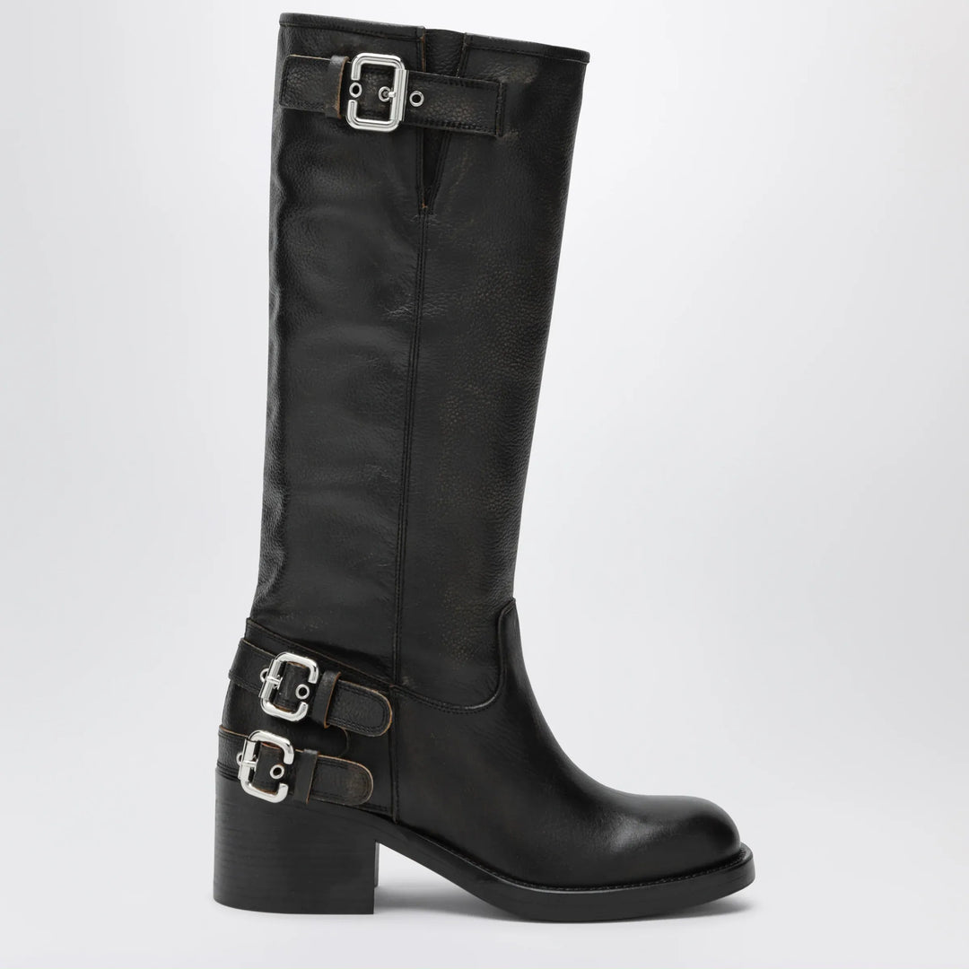Chloé - Dakota knee-high biker boots in black leather Brand Apparel &amp; Accessories > Shoes 36 IT