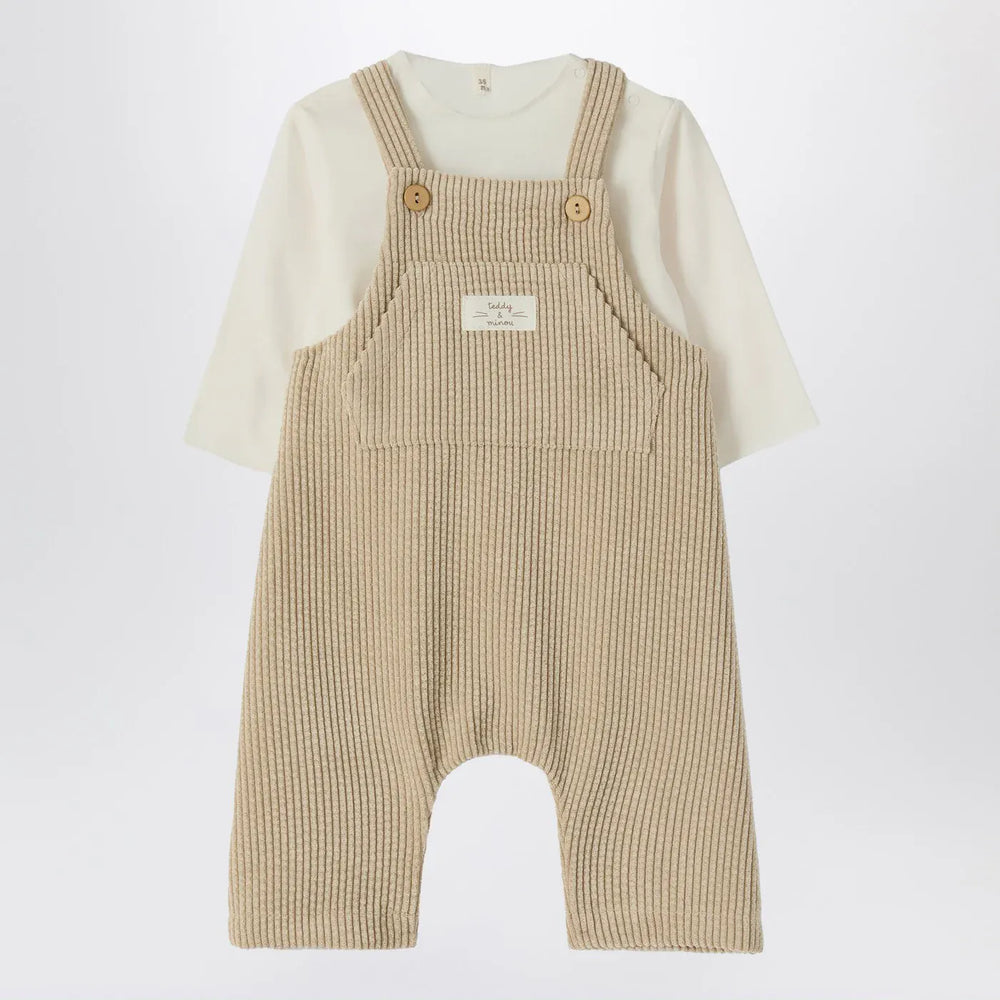 Teddy & Minou - Beige outfit with corduroy overalls Brand Apparel & Accessories 24M
