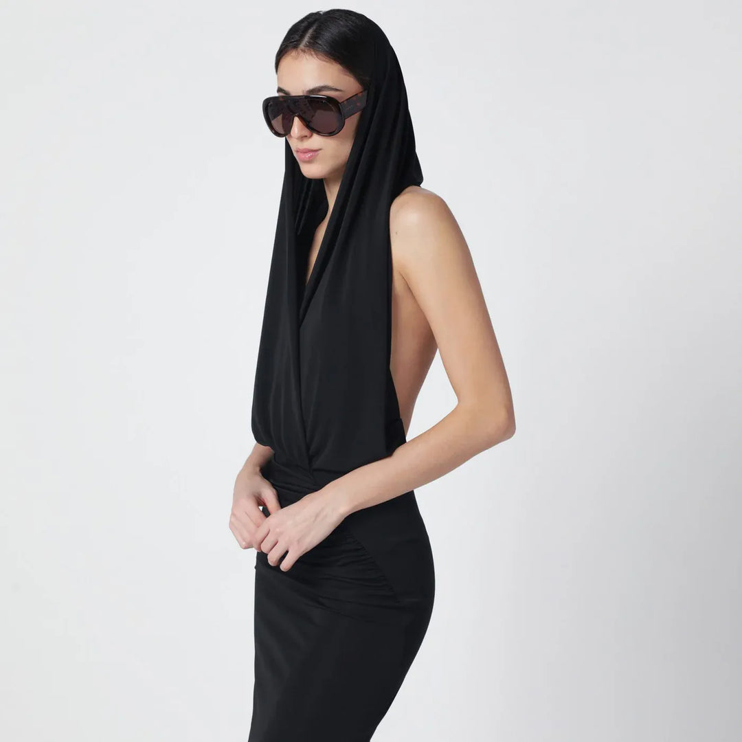 THE ANDAMANE - Black Annie hooded midi dress Brand Apparel &amp; Accessories