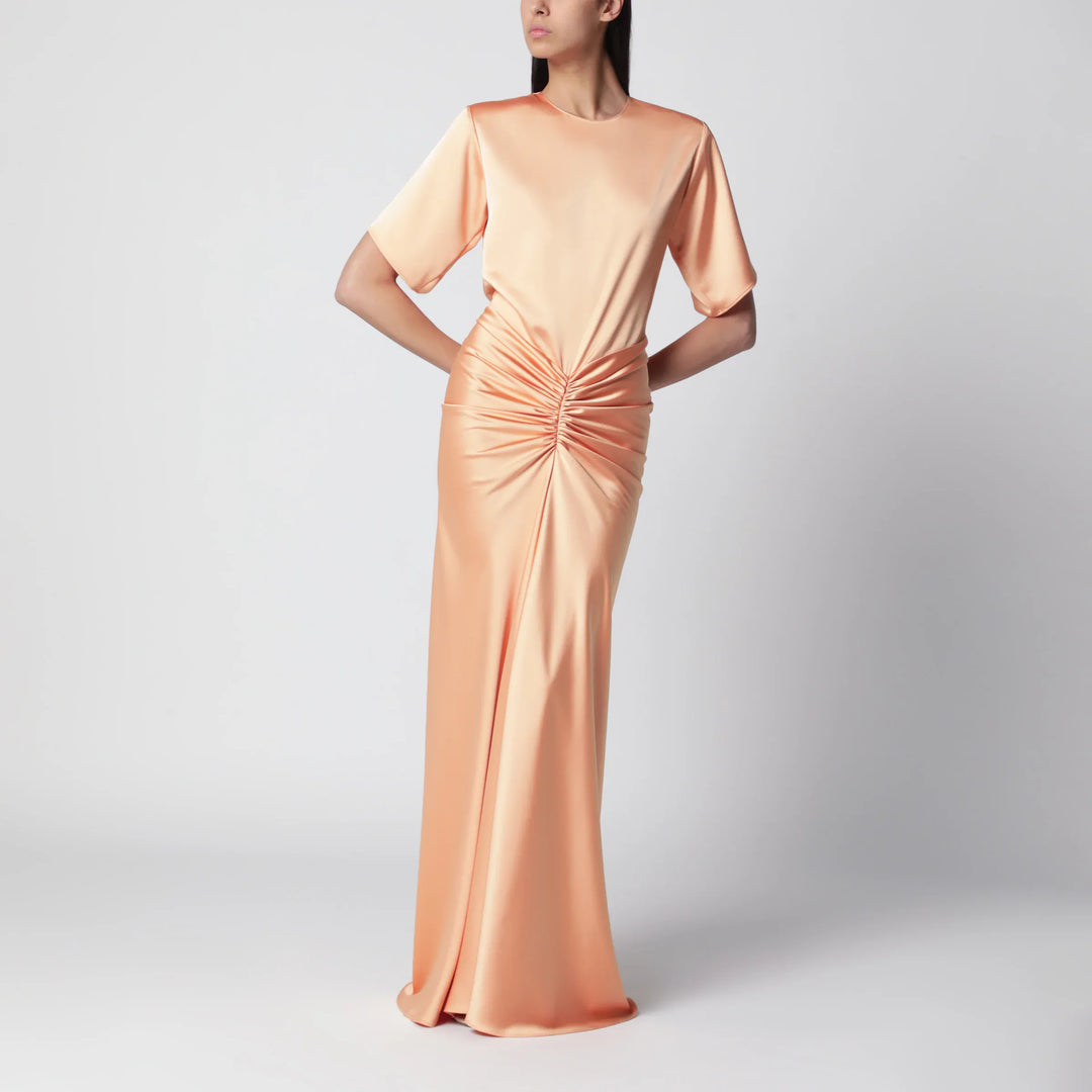 THE ANDAMANE - Iris long satin dress in peach Brand Apparel & Accessories 40  IT