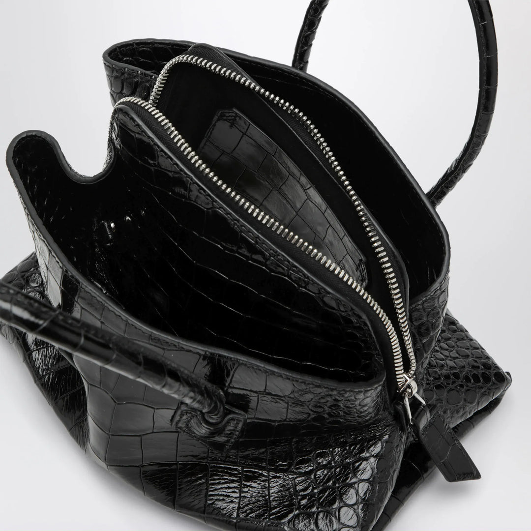 The Attico - La Passeggiata Mini black crocodile-print leather bag Brand Apparel &amp; Accessories U