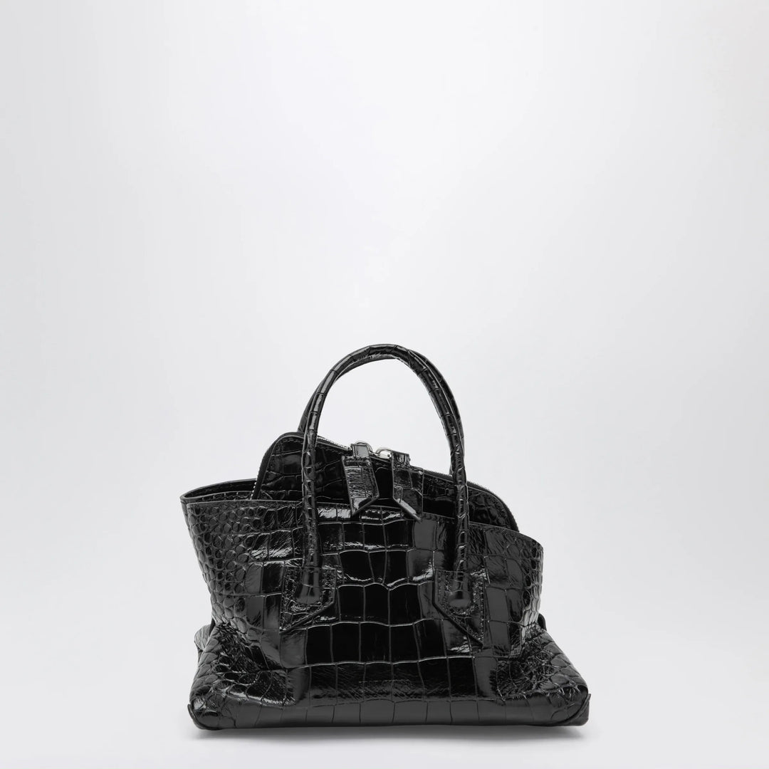 The Attico - La Passeggiata Mini black crocodile-print leather bag Brand Apparel &amp; Accessories U