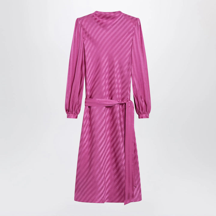 Valentino - Fuchsia silk jacquard midi dress Brand Apparel &amp; Accessories 42  IT