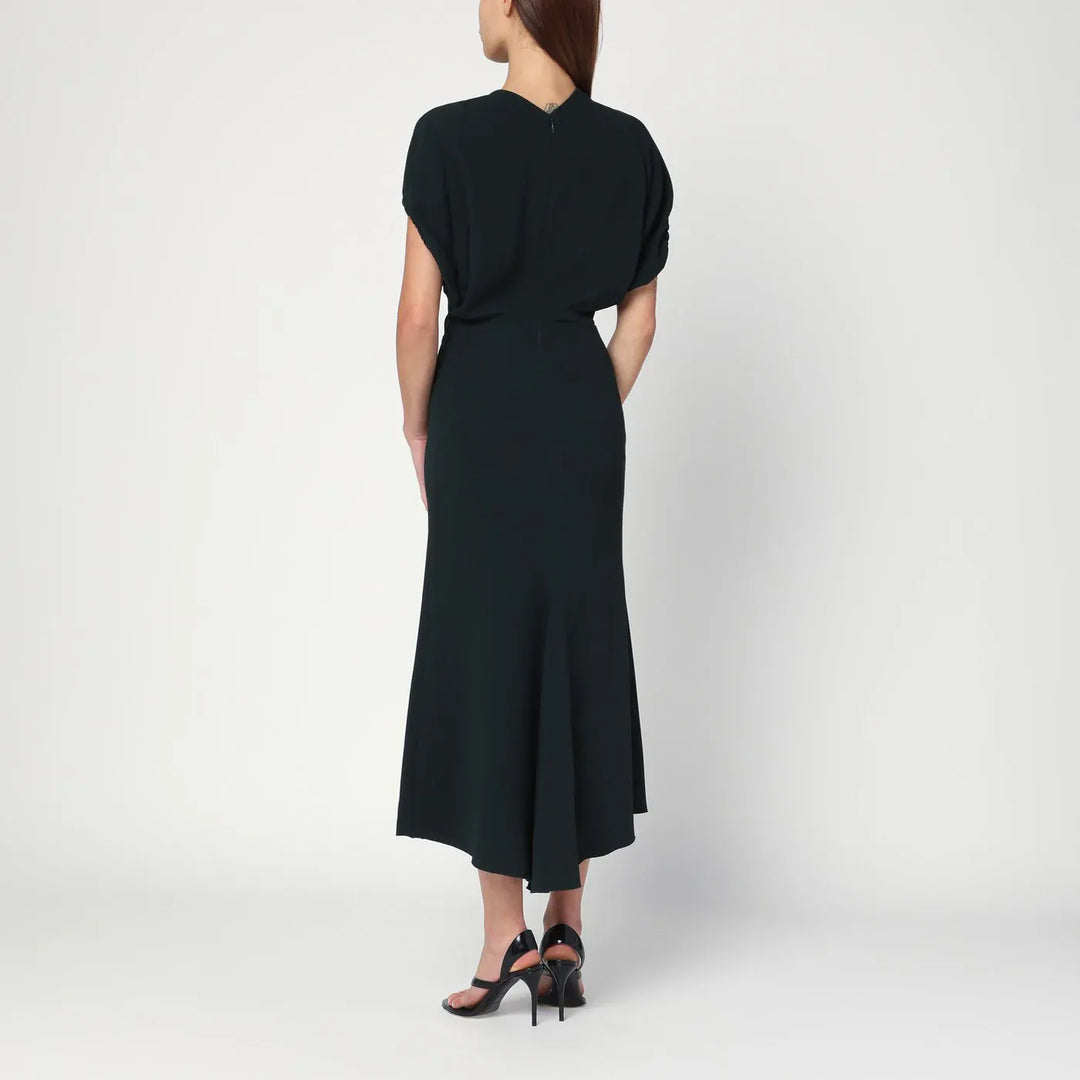 Victoria Beckham - Dark green midi dress in satin Brand Apparel &amp; Accessories 6 UK