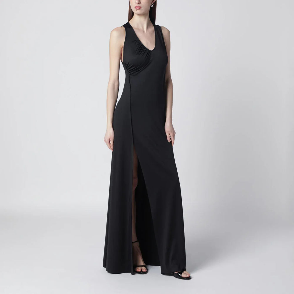 Victoria Beckham - Long black jersey dress with slit Brand Apparel & Accessories 10 UK