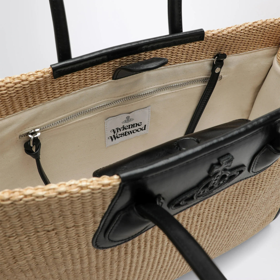 Vivienne Westwood - Troy tote bag in raffia-effect fabric, natural Brand Apparel &amp; Accessories U