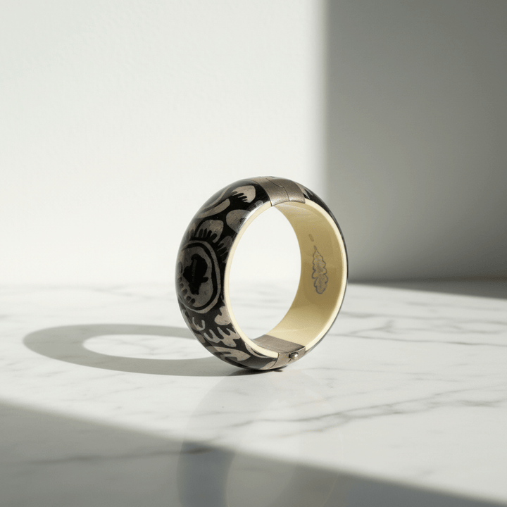 Antonella Piacenti Black Lava Openable Bangle 925 Silver Brand Bangles