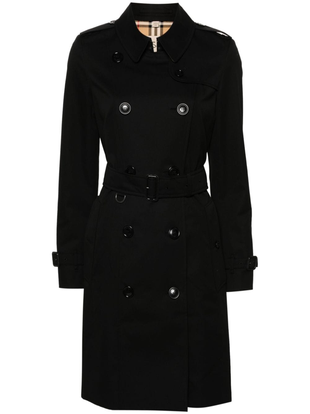 Burberry Coats 4 Burberry Gabardine Coat Burberry black gabardine trench coat with logo-engraved buttons and waist belt. Brand
