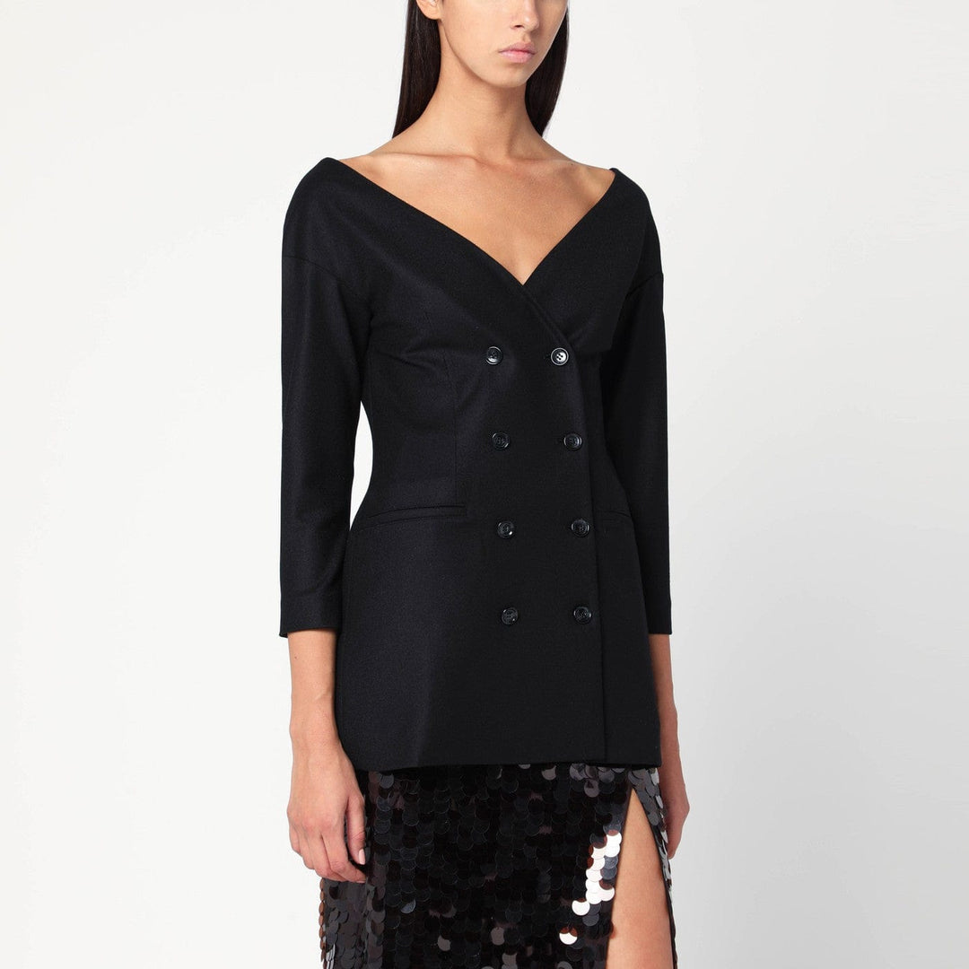 Coats & Jackets 40  IT Alberta Ferretti - Black wool V-neck jacket Brand