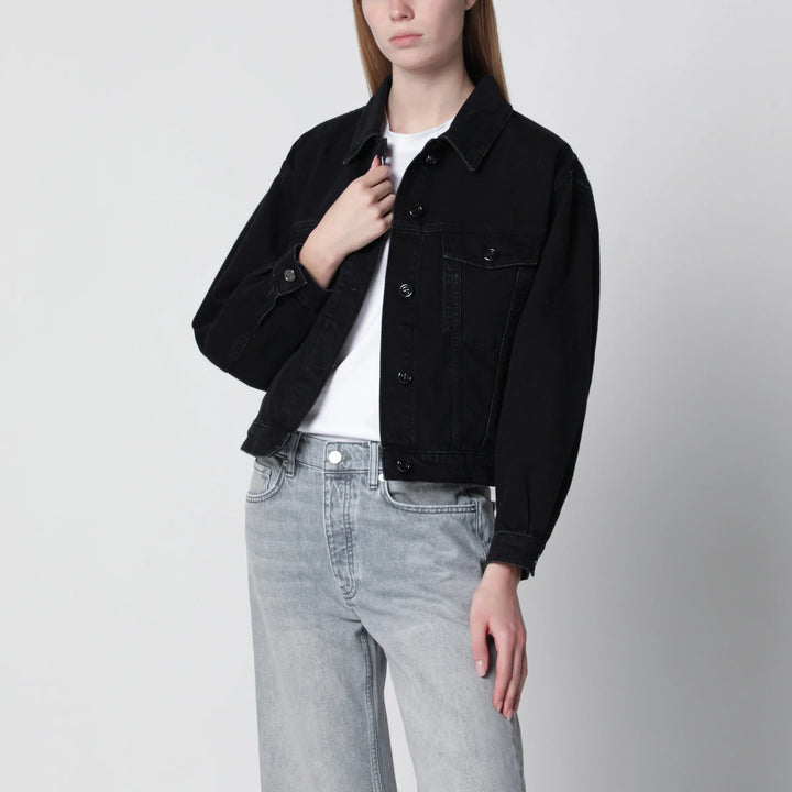 ANINE BING - Quincy cropped black denim jacket in cotton Brand Coats &amp; Jackets S