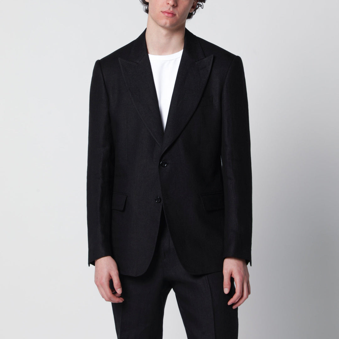 Coats & Jackets Lardini - Single-Breasted Black Linen Jacket Brand