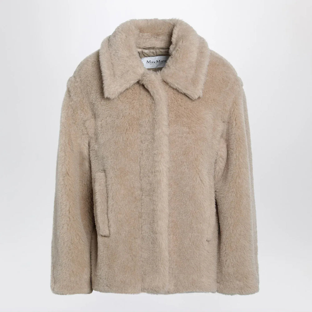 Max Mara - Light beige alpaca and wool teddy cropped coat Brand Coats & Jackets 38  IT