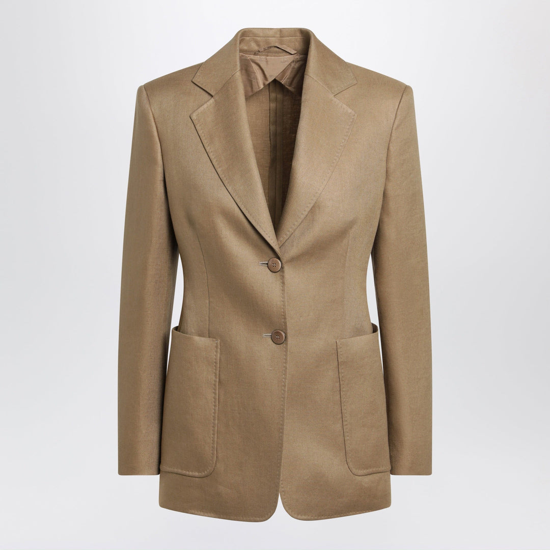 Coats & Jackets Max Mara - Semi-fitted single-breasted blazer in beige linen Brand