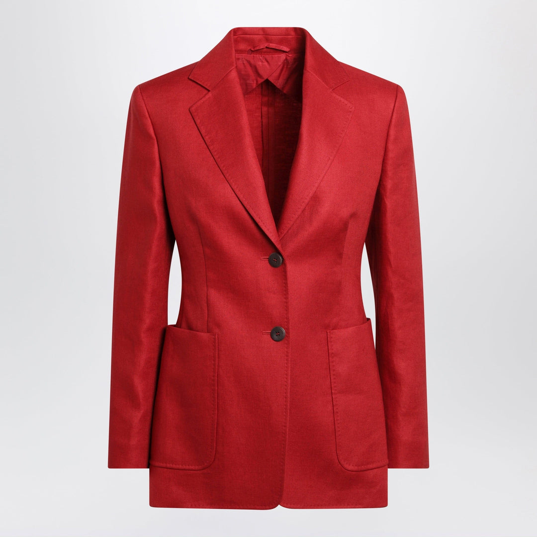 Coats & Jackets Max Mara - Semi-fitted single-breasted blazer in red linen Brand