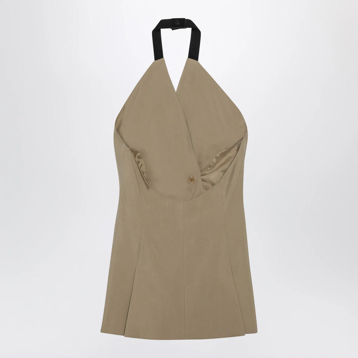 Max Mara - Sleeveless jacket in sand-colored wool and silk poplin Brand Coats &amp; Jackets