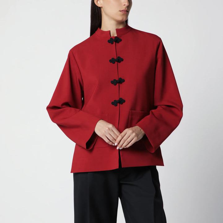 Róhe - Carmine Red Wool Jacket with Pankou Closure Brand Coats &amp; Jackets