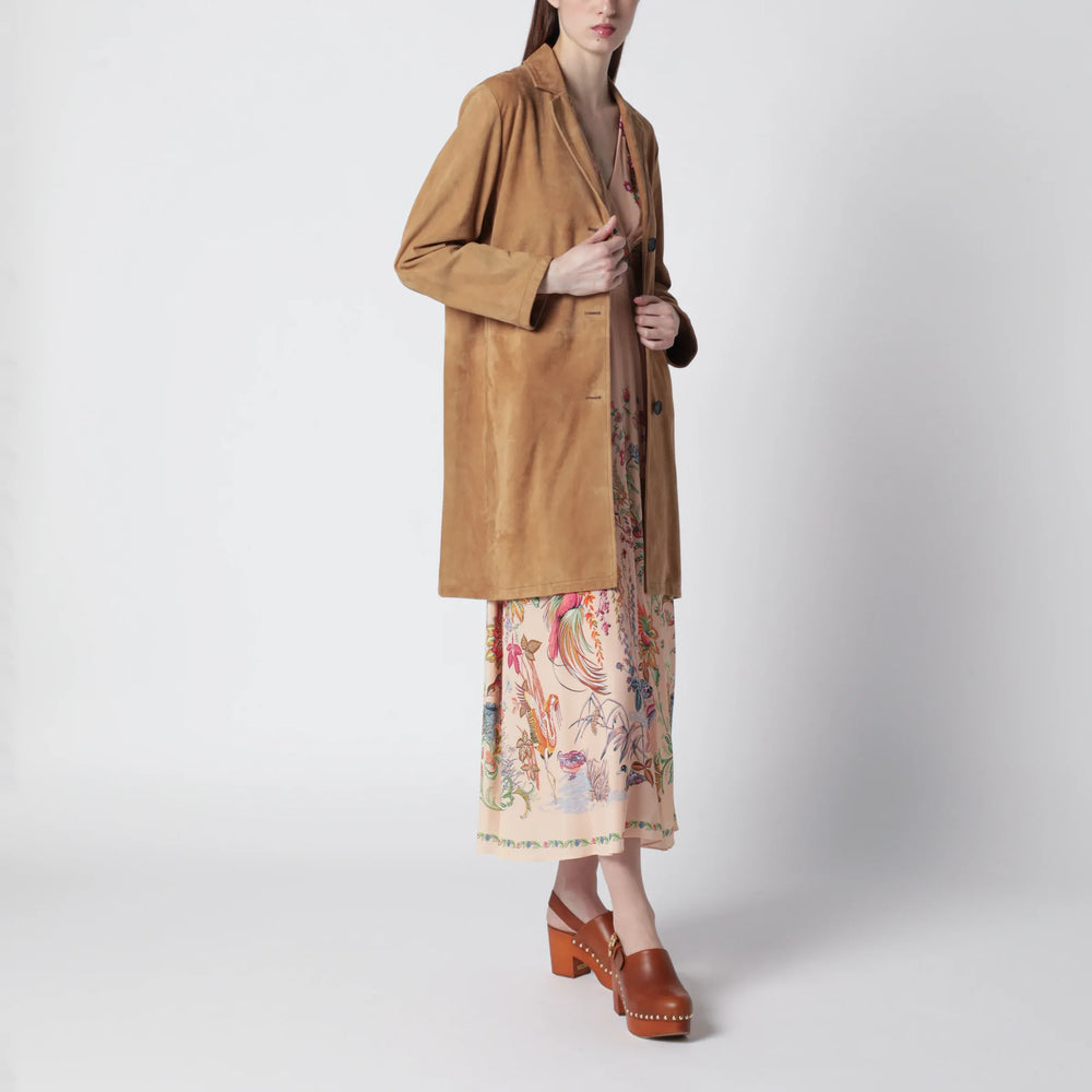 Sword 6644 - Brown long suede leather jacket Brand Coats & Jackets 40  IT