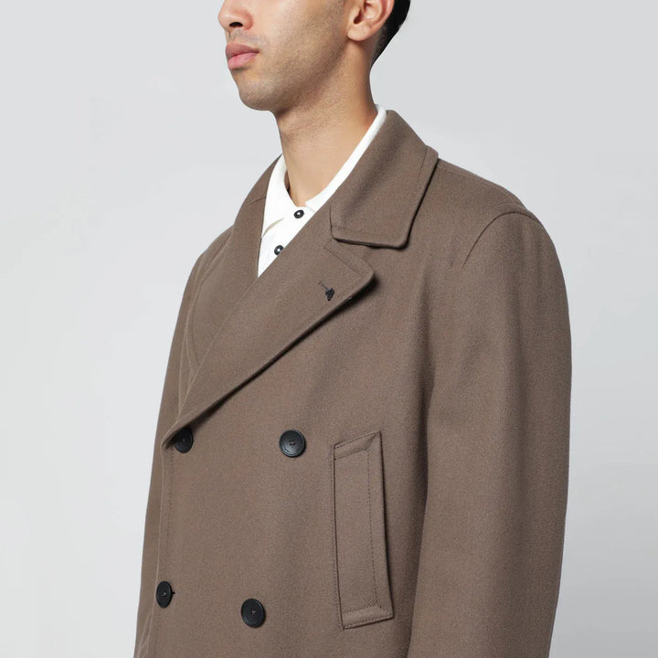 Tagliatore - Taupe double-breasted wool-blend coat Brand Coats &amp; Jackets 46 IT