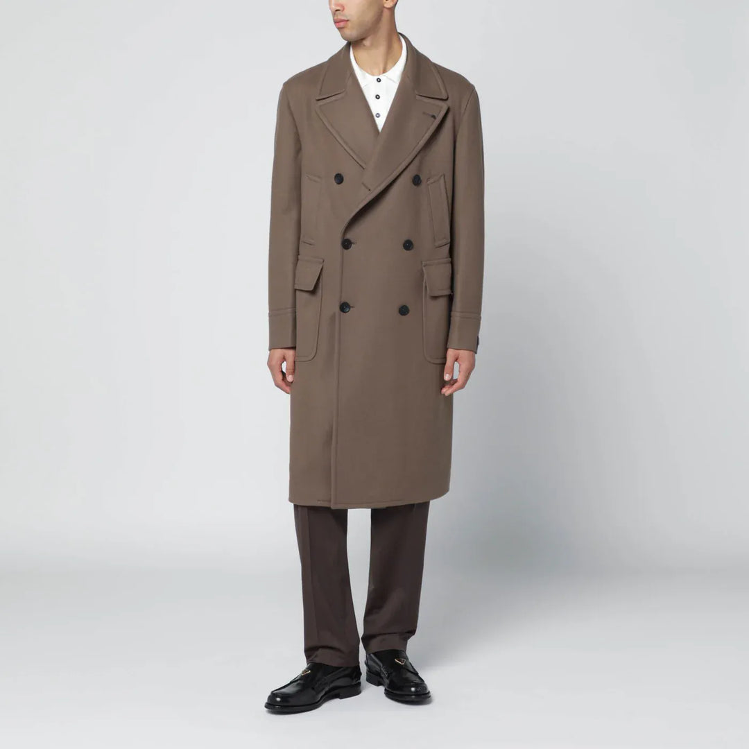Tagliatore - Taupe double-breasted wool-blend coat Brand Coats &amp; Jackets 46 IT