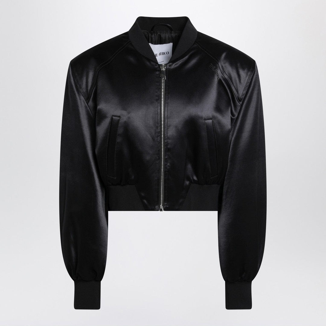 Coats & Jackets The Attico - Black shiny cropped bomber Brand