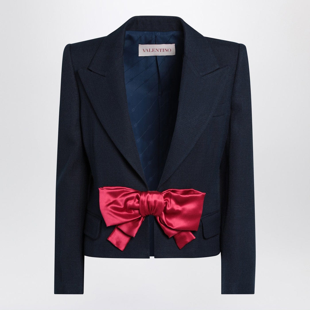 Coats & Jackets 44  IT Valentino - Blue viscose jacket with bow Brand