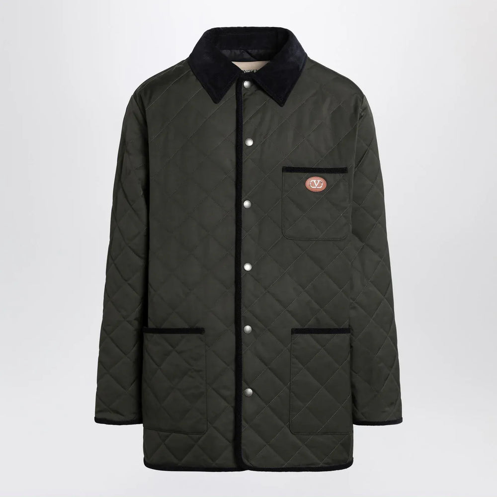 Valentino - Olive green quilted jacket with VLogo patch Brand Coats & Jackets 46 IT