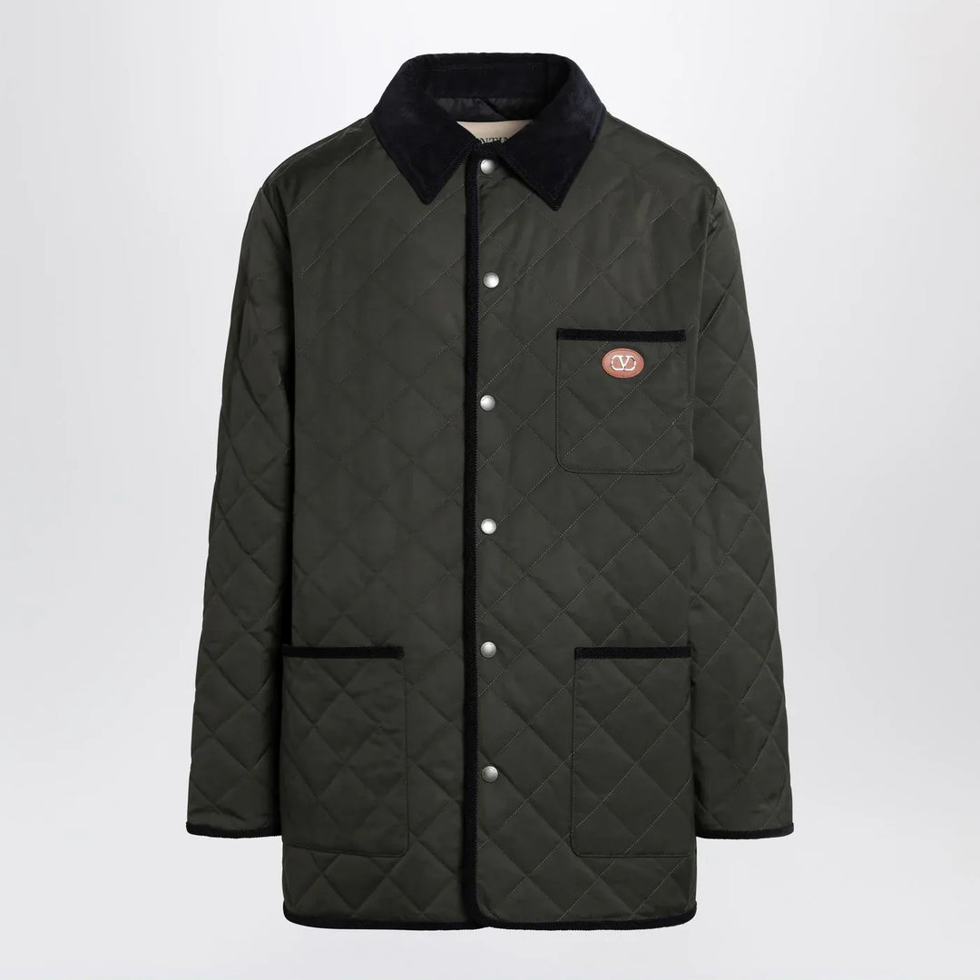 Valentino - Olive green quilted jacket with VLogo patch Brand Coats &amp; Jackets 46 IT