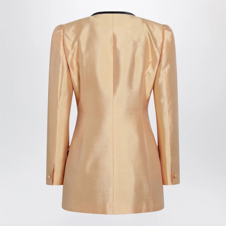 Valentino - Pea coat in shantung in melon/black Brand Coats &amp; Jackets