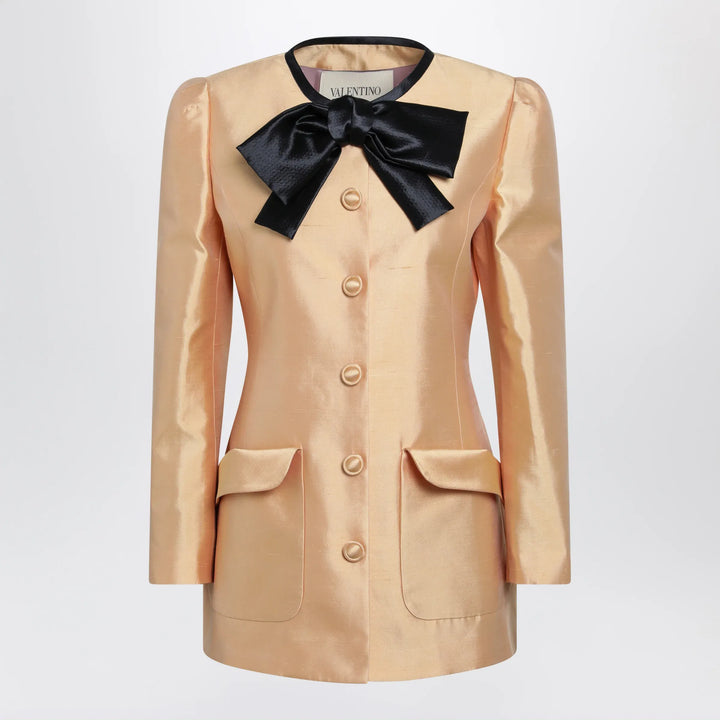 Valentino - Pea coat in shantung in melon/black Brand Coats &amp; Jackets 40  IT