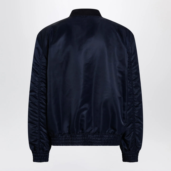 Valentino - Shiny navy blue zip-up bomber jacket with Vlogo Brand Coats &amp; Jackets
