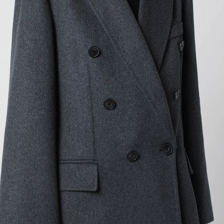Victoria Beckham - Double-breasted coat in grey mélange wool and cashmere Brand Coats &amp; Jackets