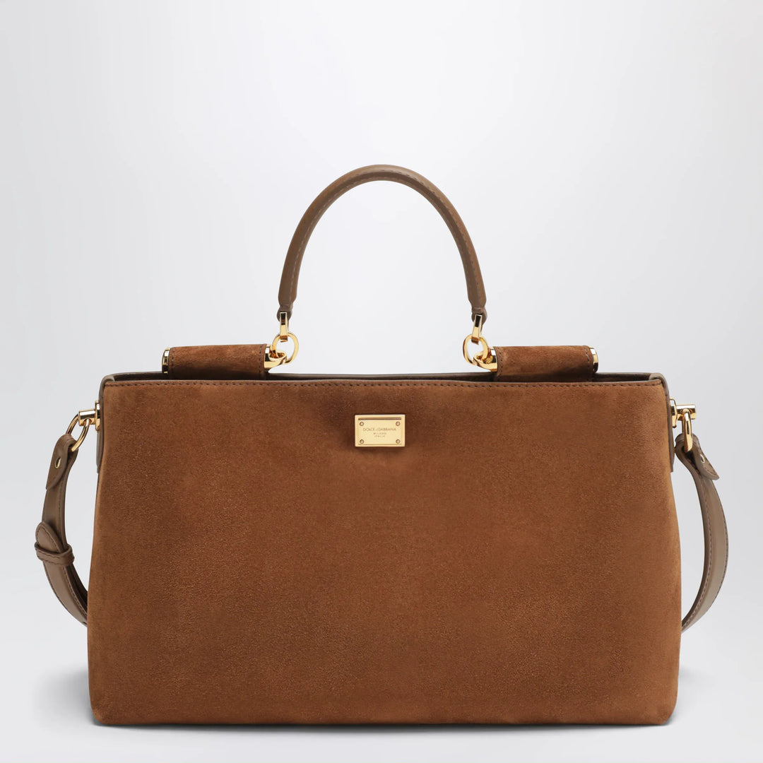 Dolce&amp;Gabbana - Medium Vittoria suede bag in camel Brand U