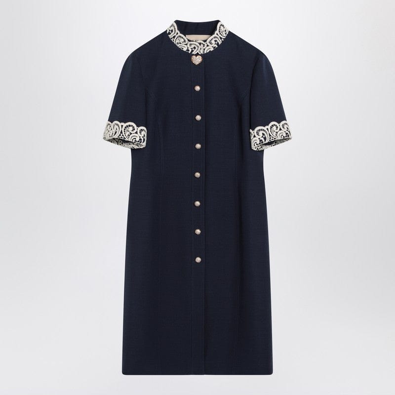 Valentino Dresses 42 Valentino Indigo Blue Dress With Macramé Trim Valentino Indigo Blue Dress With Macramé Trim Brand
