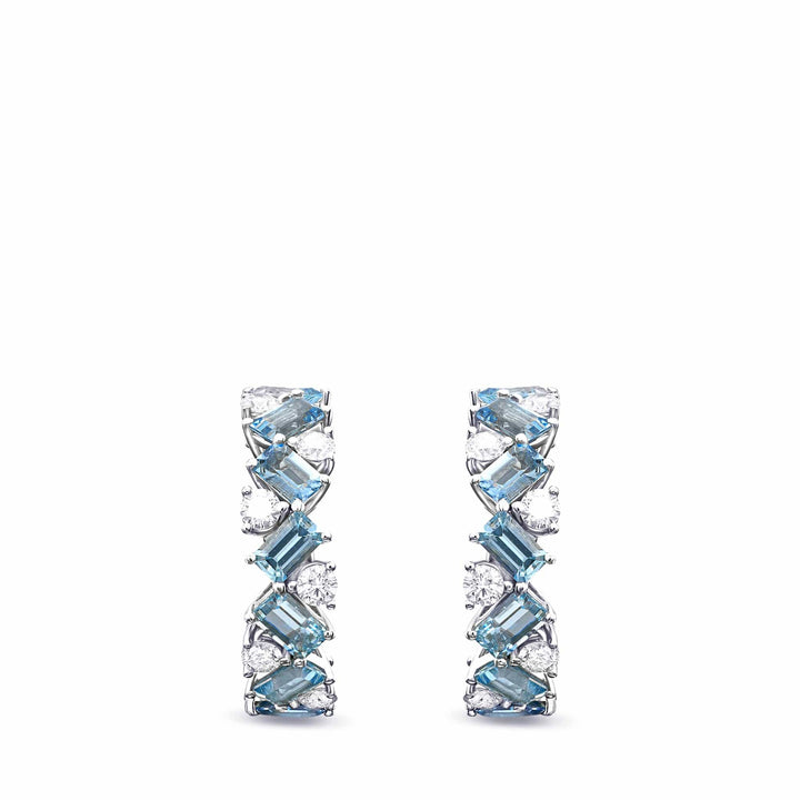 Aquamarine and Diamond Hoop Earrings Brand Earrings