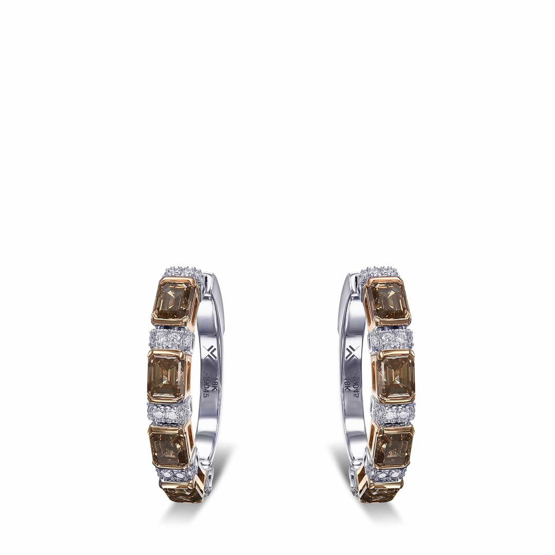 Fancy Brown Diamond Hoop Earrings Brand Earrings