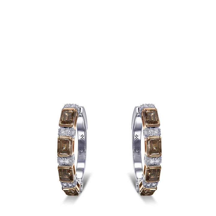Fancy Brown Diamond Hoop Earrings Brand Earrings