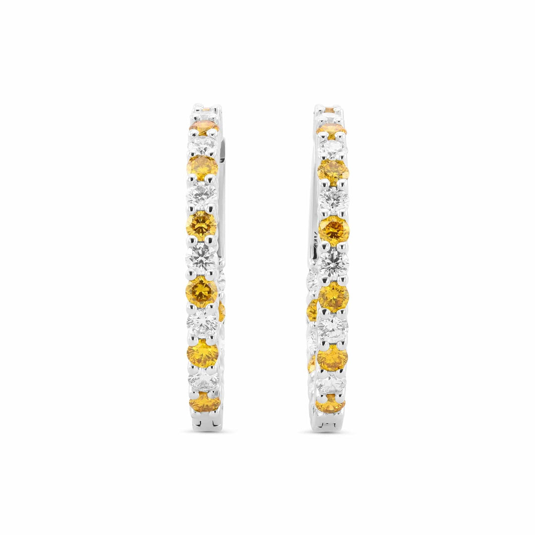 Fancy Vivid Orange Yellow Round Diamond Hoop Earrings (1.96cts TW) Brand Earrings