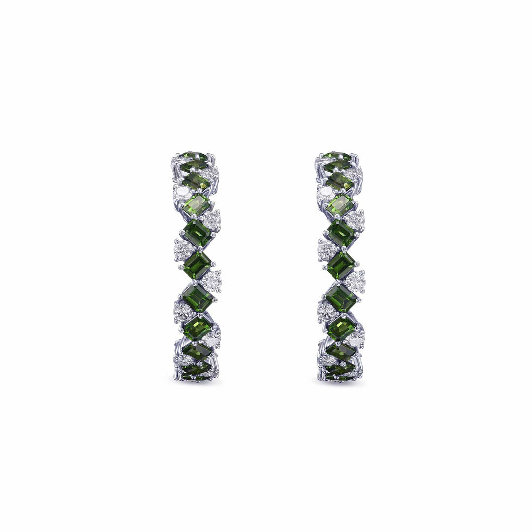 LEIBISH Green Tourmaline &amp; Diamond Hoop Earrings Brand Earrings